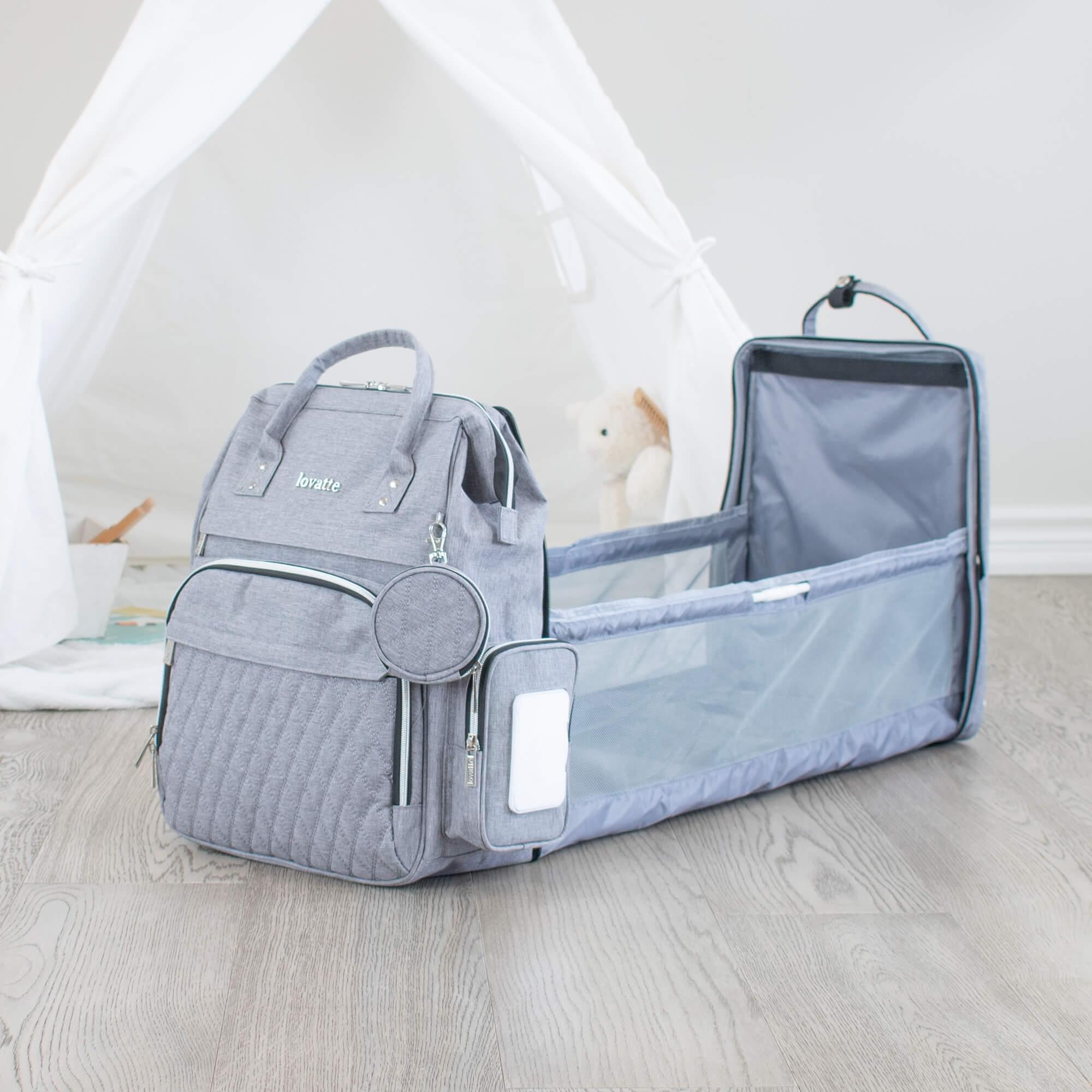 Grey Backpack Changing Bag Grey Diaper Bag Lovatte Shop