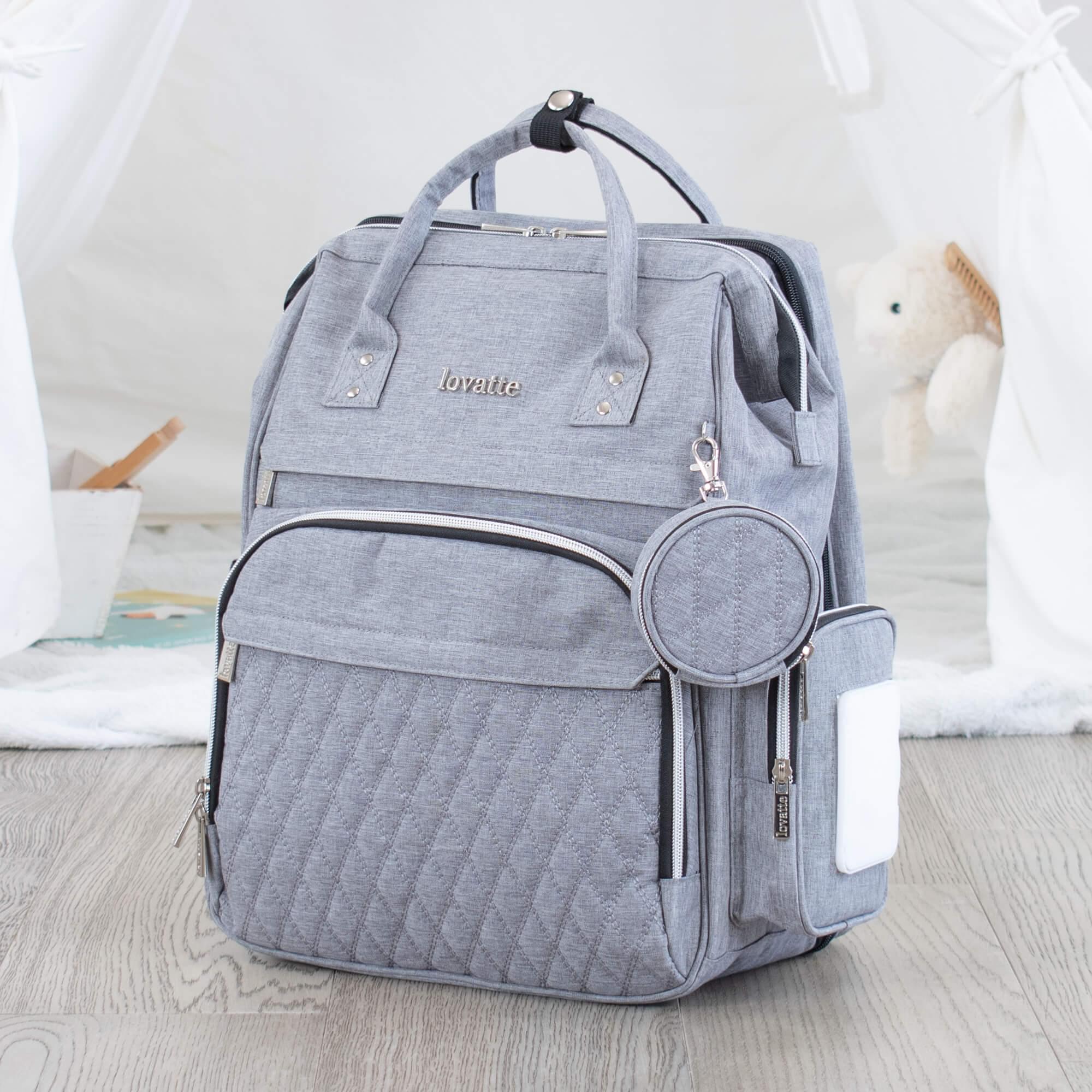 Grey Diaper Bag Grey Backpack Changing Bag Baby Shower Gift