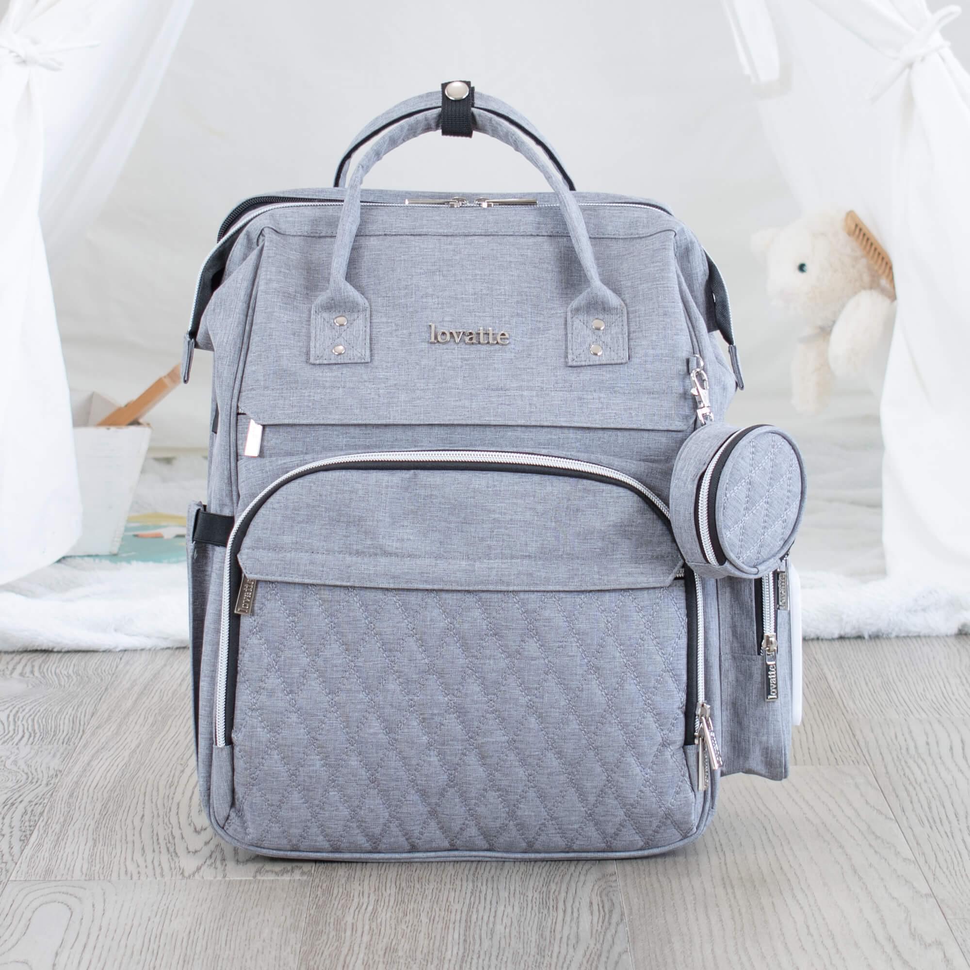 Grey Backpack Changing Bag Grey Diaper Bag Lovatte Shop