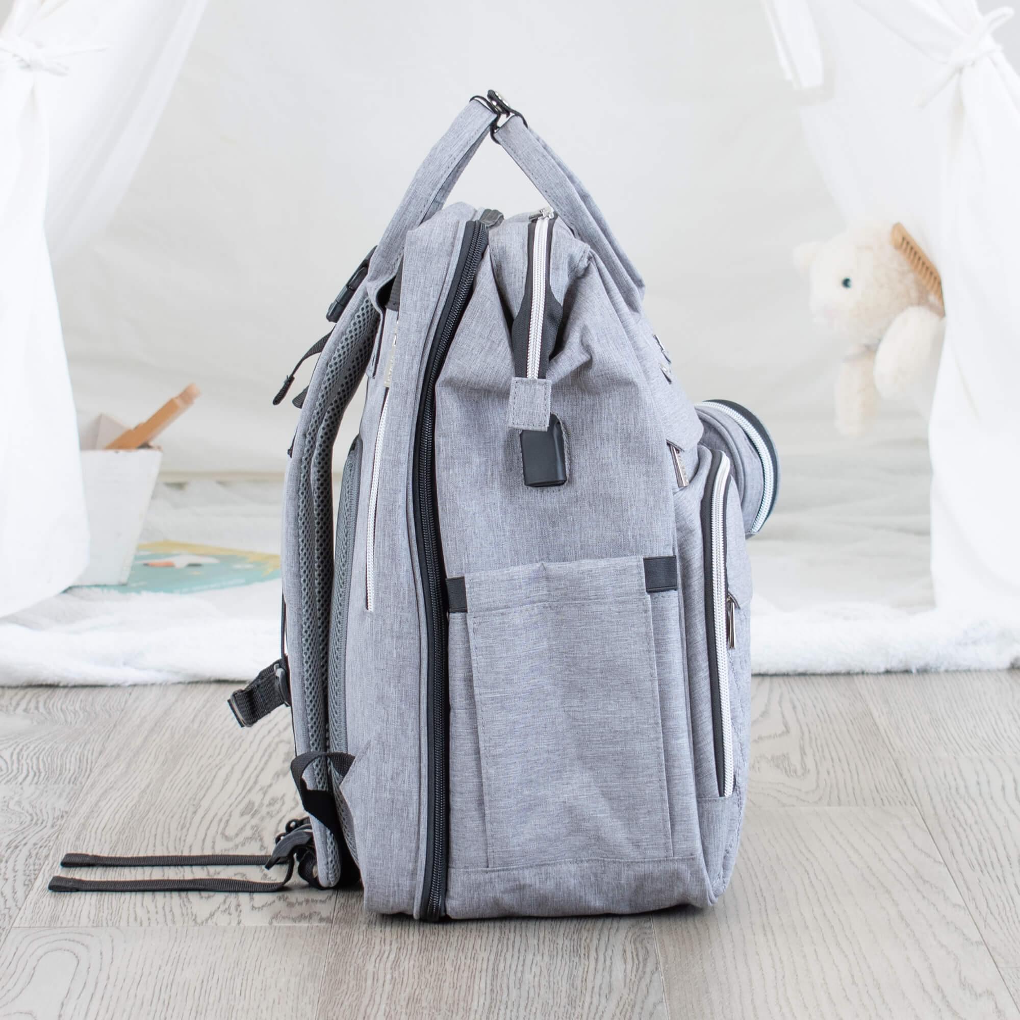 Grey Backpack Changing Bag Grey Diaper Bag Lovatte Shop