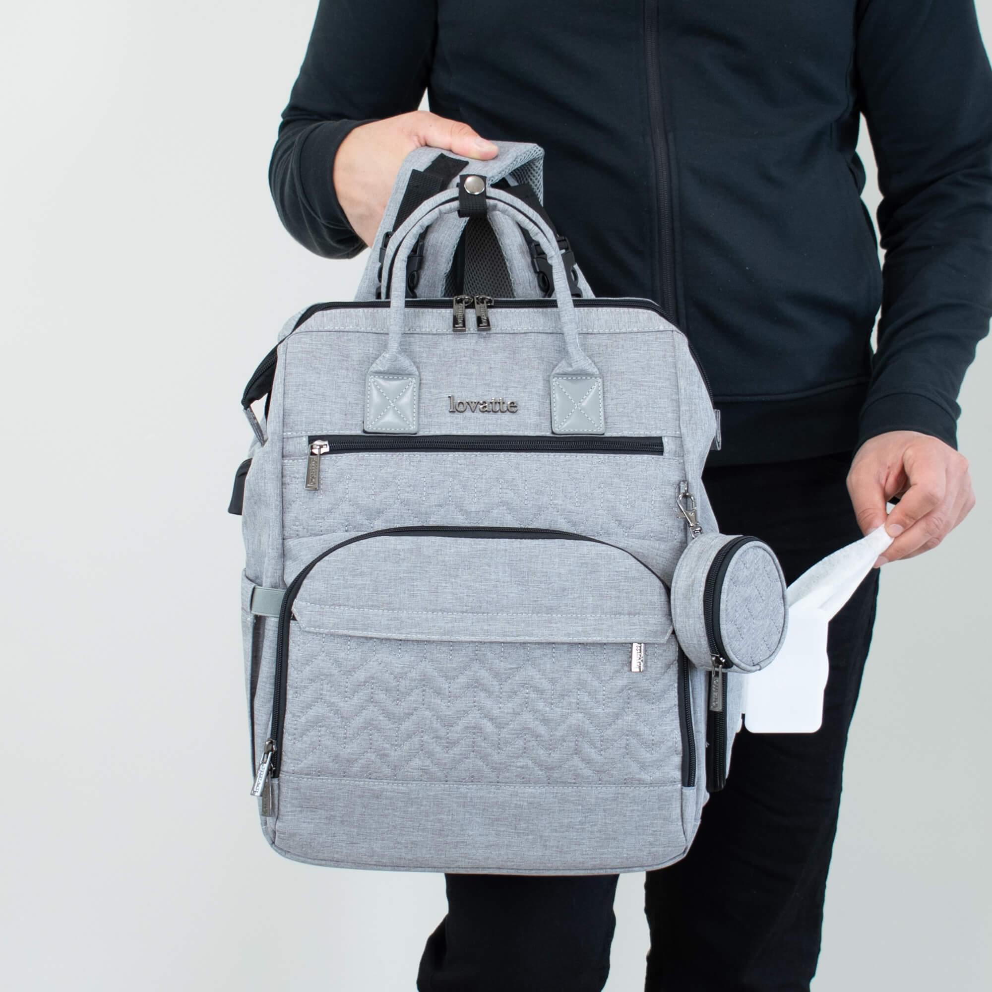 Grey backpack diaper bag hotsell