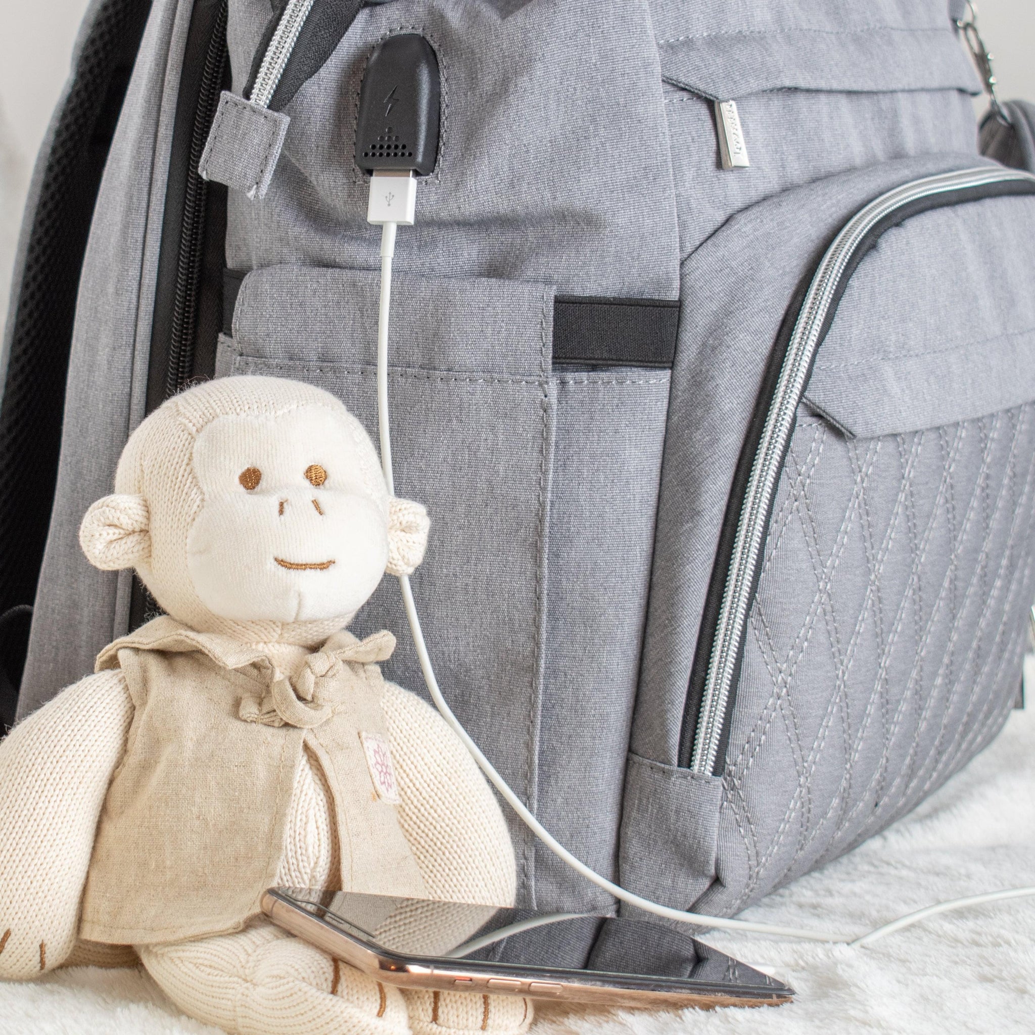 Grey baby backpack best sale