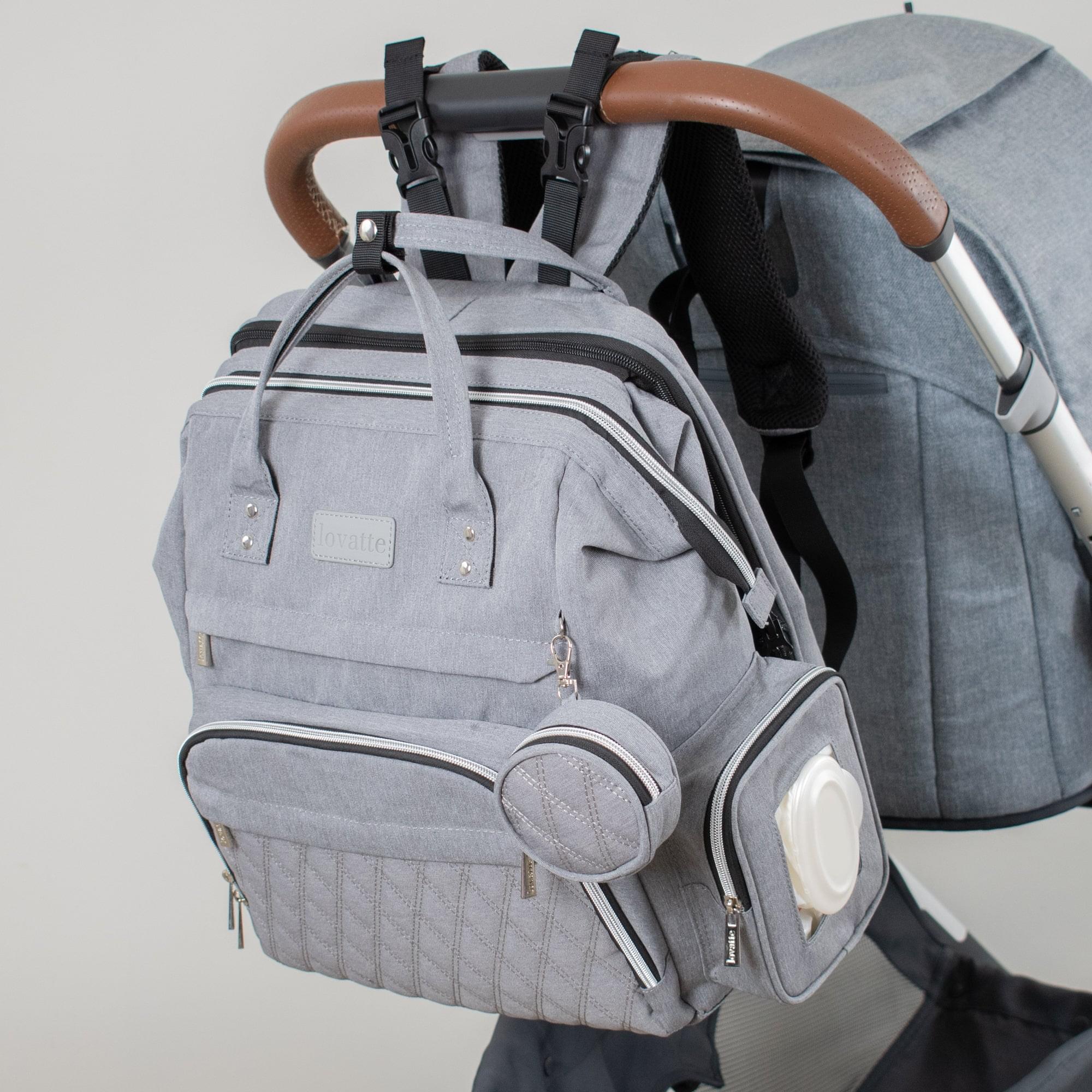 Grey Backpack Changing Bag - Grey Diaper Bag – Lovatte Shop