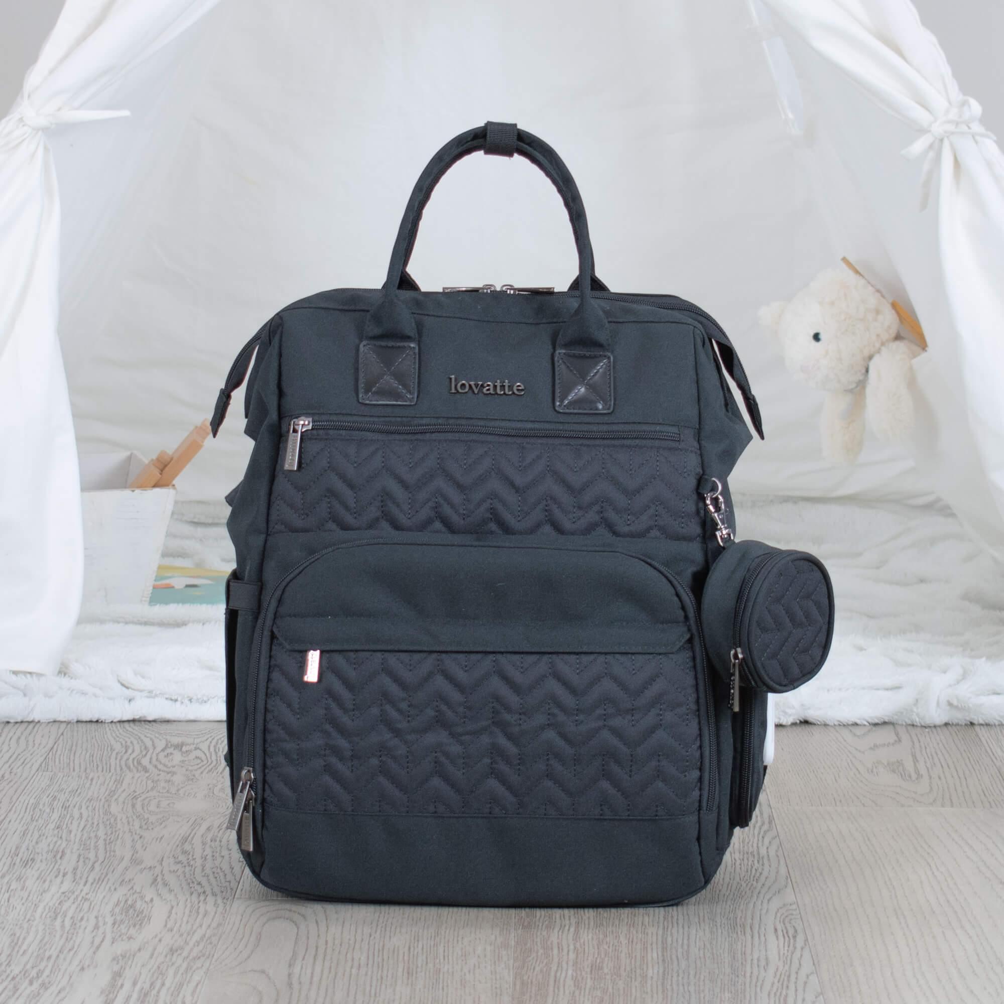 Black Backpack Diaper Bag - Black Changing Bag – Lovatte Shop